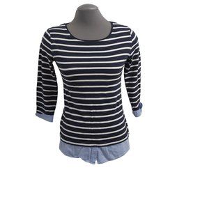 Buffalo by David Bitton Women Size Small 3/4 Sleeve Striped Faux Layered Cotton